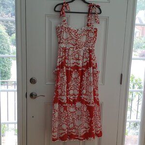 Juliet Dunn - Orange and White Floral Lined Sundress.  Size 1